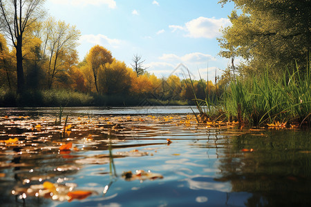 树叶漂浮在水上树叶漂浮在水面上背景
