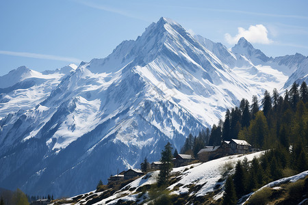 冬季的美丽雪山背景图片