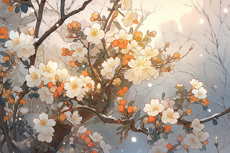 梅花冬日绽放背景图片