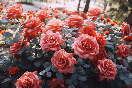 红玫瑰花海背景图片