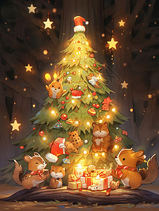 装饰的圣诞树背景图片