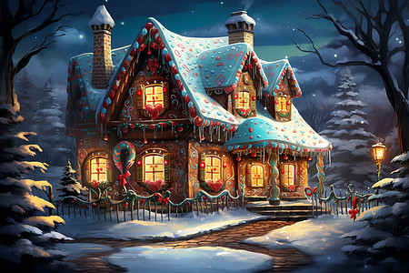 可爱的圣诞屋背景图片