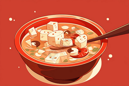 健康的豆腐香菇汤背景图片