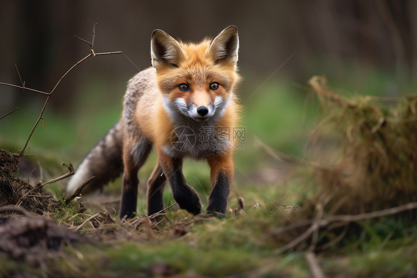 森林中野生的狐狸图片