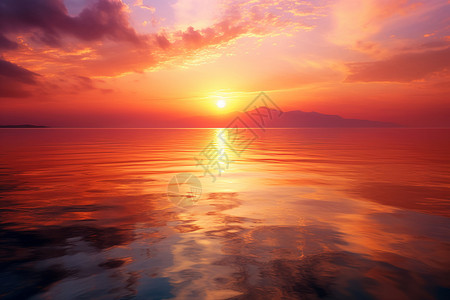 夕阳下的海岸线背景图片
