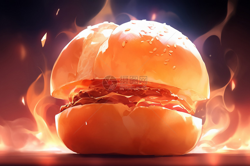热气腾腾的汉堡图片