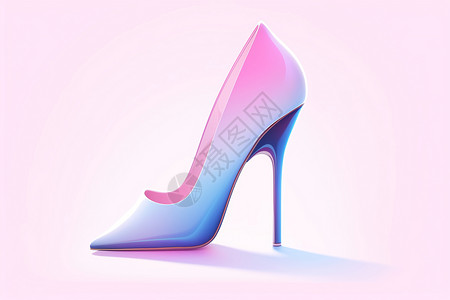 霓虹蓝粉色高跟鞋高清图片