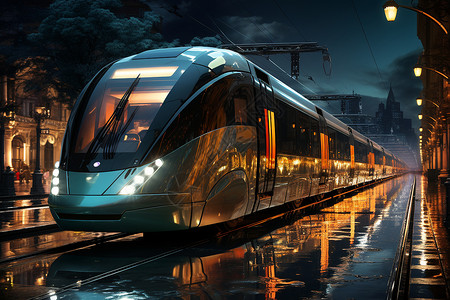 未来城市里的列车背景图片