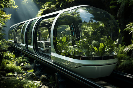 穿越绿色森林的火车背景图片