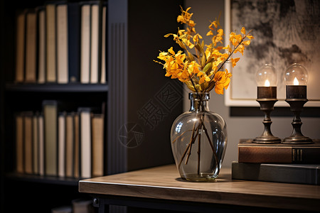 书房中的花瓶背景图片