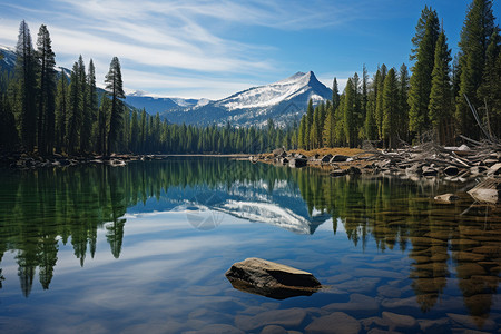 湖面倒映的山脉背景图片