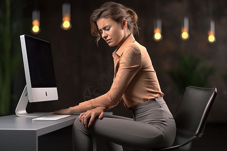 电脑前难受的女人背景图片
