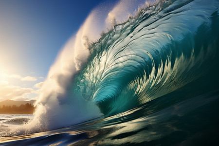 巨浪翻涌的海水背景图片