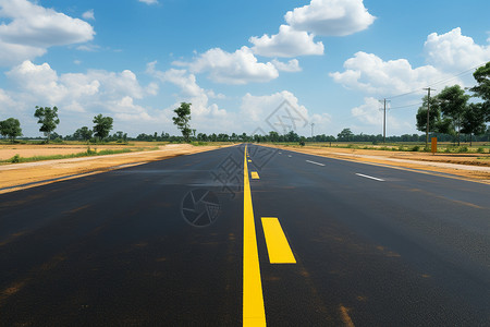 阳光下的空旷公路背景图片