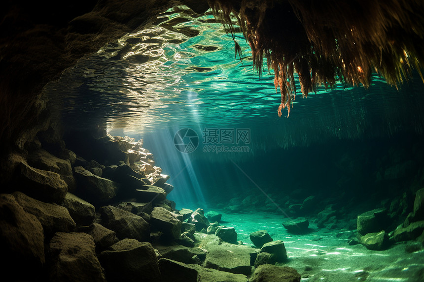 神秘的海底洞穴图片