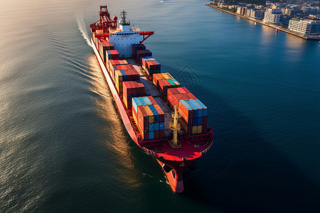 国际物流素材大海中行驶货轮背景