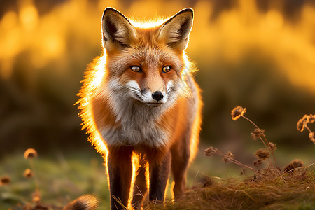 警惕性强的狐狸背景图片