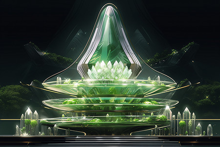 水晶结构的未来主义建筑背景图片