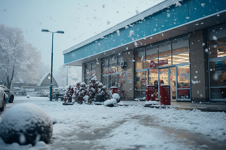 冬日超市景象背景图片