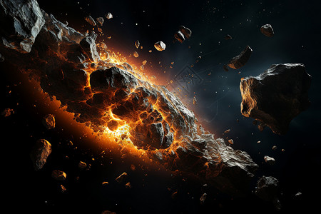 悬浮的太空陨石背景图片