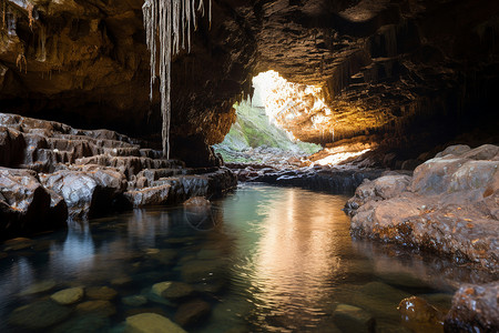 洞穴壮丽的地质奇观高清图片