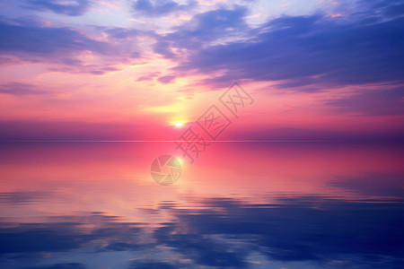 日落余晖下的海滩背景图片