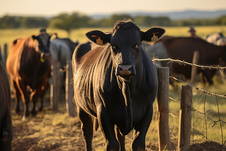 牛群在草地上背景图片