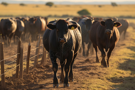 农田里的牛群背景图片