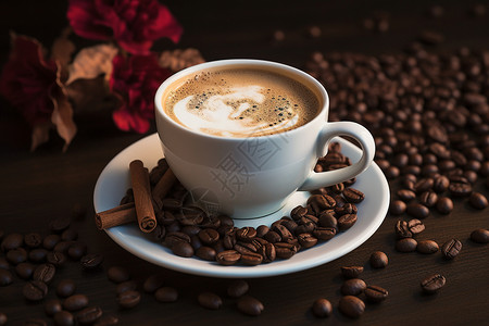 咖啡和咖啡豆背景图片