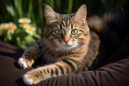 床上的可爱猫咪背景图片