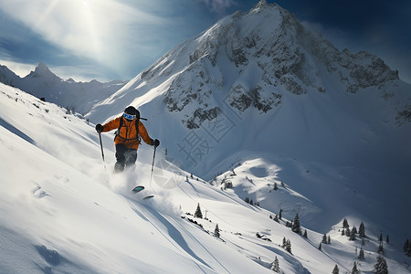 冬季高山滑雪的爱好者背景图片