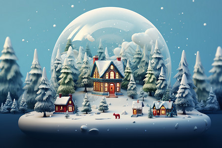 唯美的冬季主题水晶球背景图片
