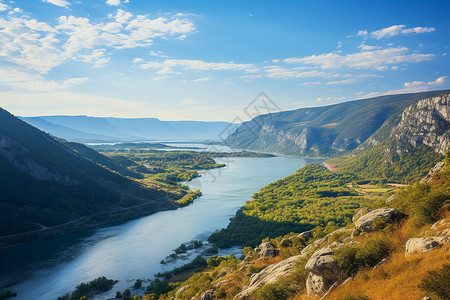 峡谷与河流的壮丽风景背景图片