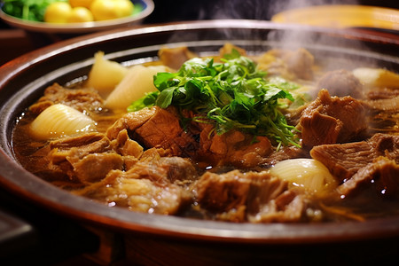 美味温暖的羊肉汤背景图片