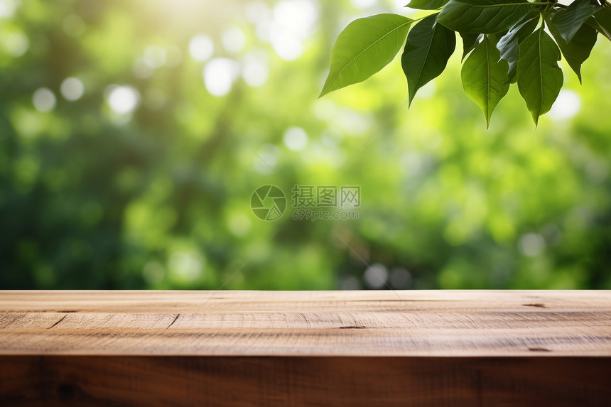 夏日木桌背景图片