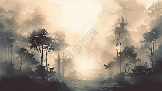 幽静的森林场景背景图片