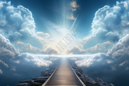 佛系信仰通往天堂的光明之路插画