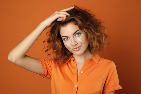 橙色T恤青年女士背景图片