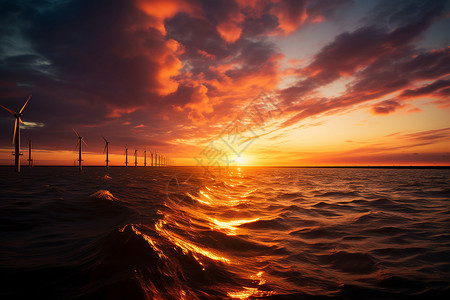 海洋发电风车背景图片