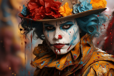 油画色彩中的小丑背景图片