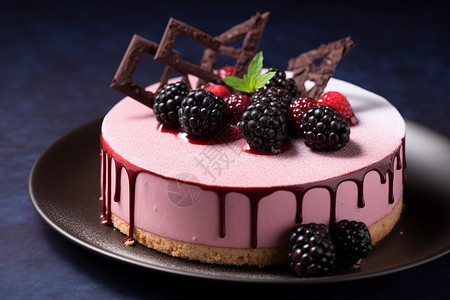 丝滑蓝莓巧克力蛋糕背景图片