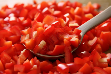 准备烹饪的红柿椒碎块背景