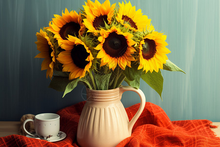 阳光下的向日葵花朵背景图片