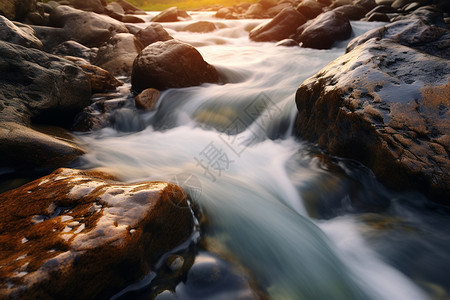 流水淌过岩石背景图片