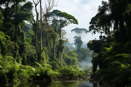 热带雨林的风景背景图片