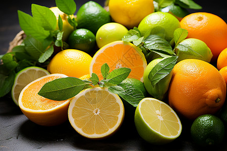 柠檬橙子水果酸甜的西柚柠檬背景
