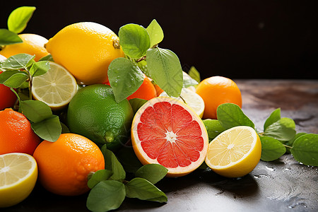 桌面上的柑橘水果背景图片