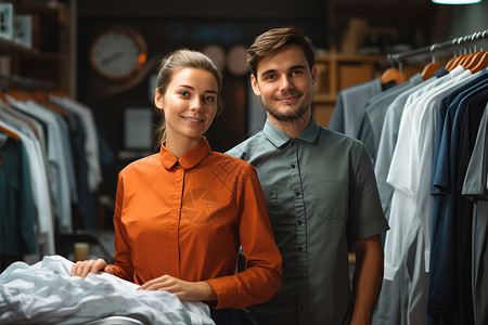 服装店中时尚的男女背景图片