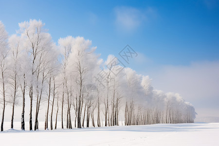 冰雪中的白杨背景图片