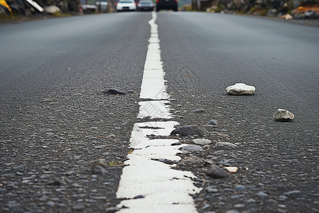 岩石散落在道路边背景图片